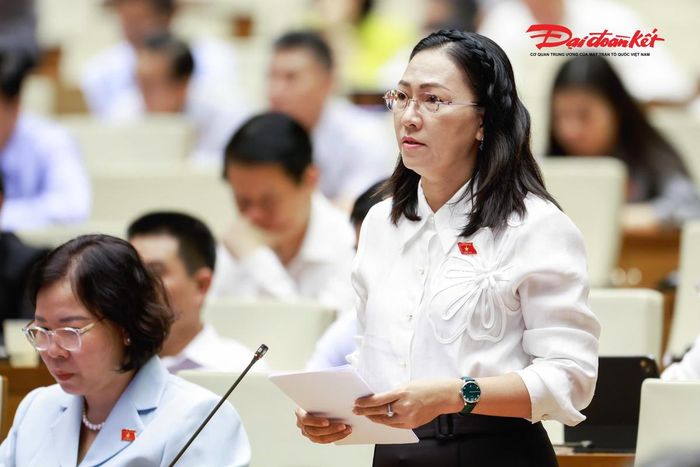 Đại biểu Nguyễn Thị Yến Nhi phát biểu (Ảnh: Quang Vinh)
