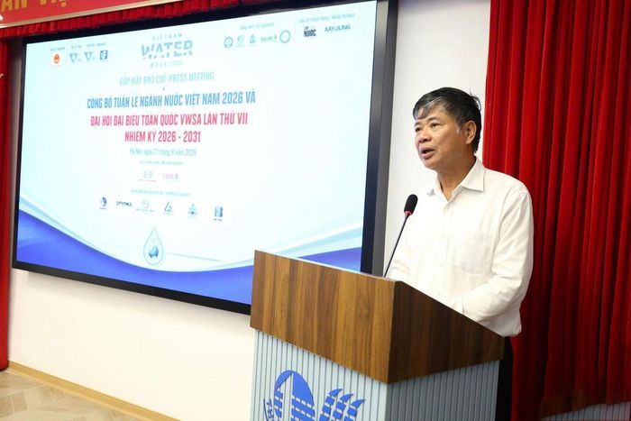 Ông Nguyễn Ngọc Điệp - Chủ tịch Hội Cấp Thoát nước Việt Nam phát biểu tại sự kiện. Ảnh: BTC.