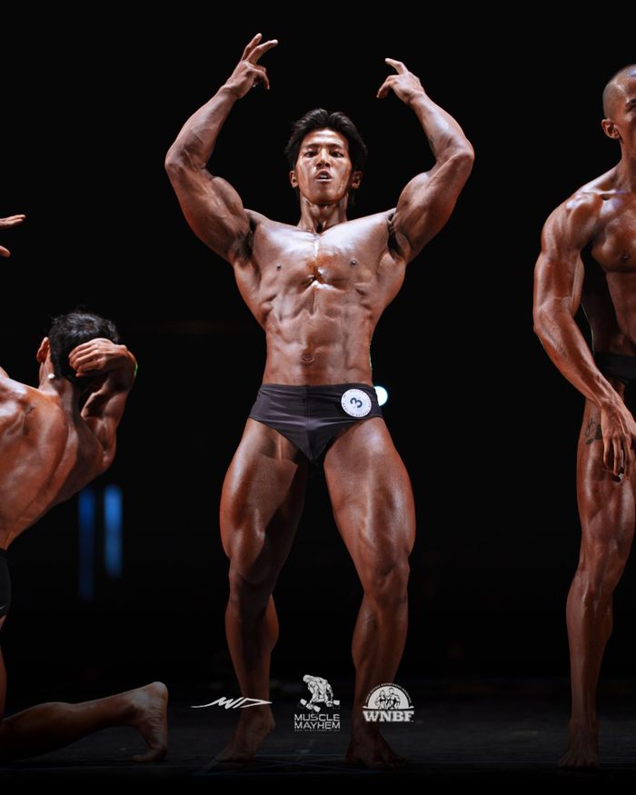 Hình thể của Lý Phát tại giải Natural Muscle Mayhem hồi tháng 6.