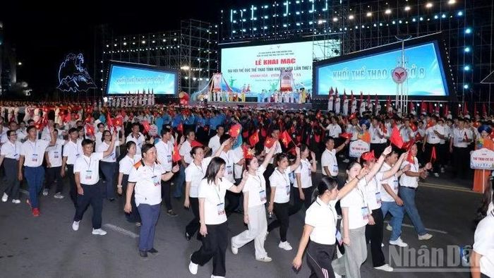 Các vận động viên tham dự Đại hội Thể dục thể thao tỉnh Khánh Hòa lần thứ I năm 2026. (Ảnh: VŨ TÂN)