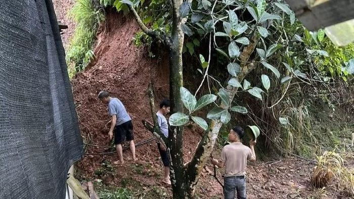 Một điểm sạt lở đất đồi vào sau nhà dân tại xã Sa Lý. (Ảnh: ĐH)