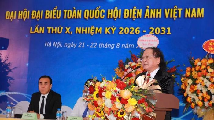  Phó Giáo sư, Tiến sĩ Đỗ Lệnh Hùng Tú, Chủ tịch Hội Điện ảnh Việt Nam nhiệm kỳ 2020-2025 phát biểu. 