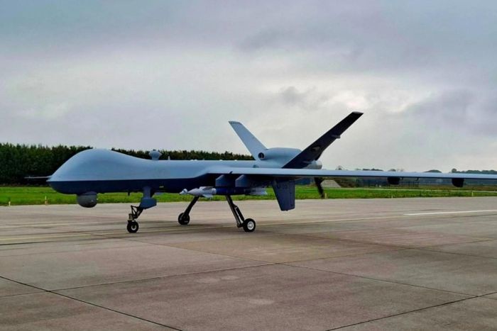 MQ-9A Reaper của Hà Lan mang đạn huấn luyện trong cuộc bay thử. Ảnh: Bộ Quốc phòng Hà Lan