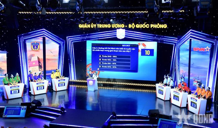 Các đội tranh tài tại chung kết toàn quốc Cuộc thi “Em yêu biển, đảo quê hương”. 