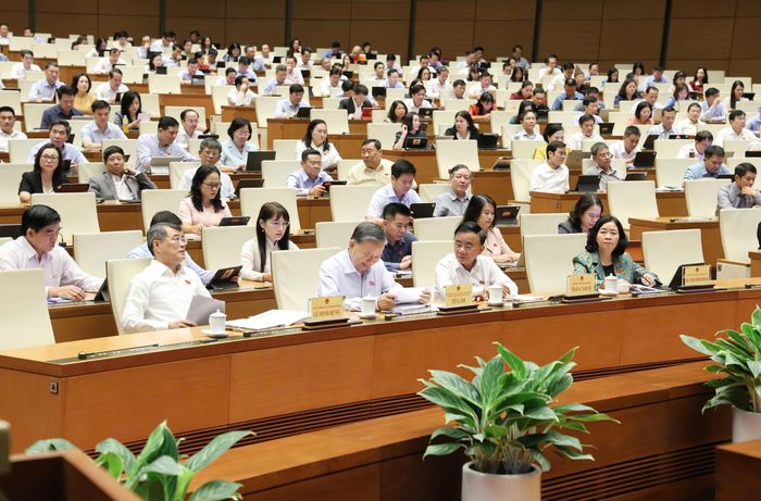  Các đại biểu dự phiên họp tại Hội trường Diên Hồng. Ảnh: QUANG PHÚC 