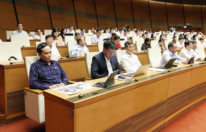  Bí thư Thành ủy TPHCM Trần Lưu Quang và các đại biểu dự phiên họp tại Hội trường Diên Hồng. Ảnh: QUANG PHÚC 