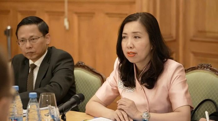 Thứ trưởng Ngoại giao Lê Thị Thu Hằng phát biểu. (Ảnh: Bảo Chi)
