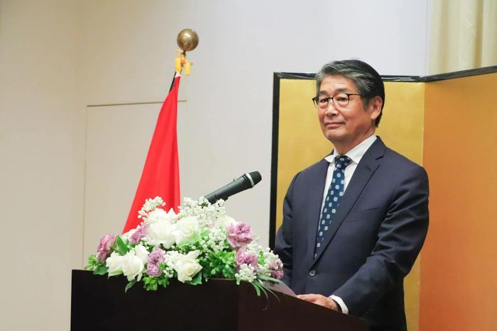 Đại sứ Nhật Bản tại Việt Nam Ito Naoki phát biểu tại lễ trao Huân chương Mặt trời mọc cho TS. Nghiêm Việt Hương. (Ảnh: Trung Anh)