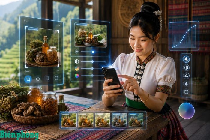 Sử dụng các ứng dụng chỉnh sửa ảnh cơ bản để cắt cúp tỉ lệ hợp lý, cân bằng ánh sáng tự nhiên và giữ đúng màu sắc trung thực của sản phẩm. Đồ họa: Thái Bình