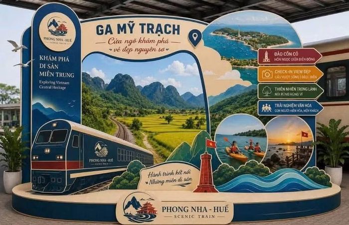 Hành trình của chuyến tàu di sản có chiều dài khoảng 190 km, chạy xuyên qua các địa danh nổi tiếng miền Trung qua các ga: Huế, Đông Hà, Mỹ Trạch, Đồng Hới, Thọ Lộc. Ảnh: VNR.