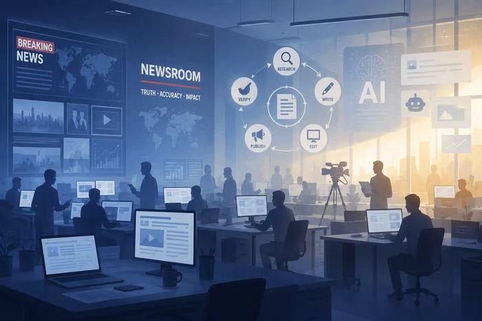 “Trust Flow Model” của ông Lê Quốc Vinh phác thảo dòng chảy bốn tầng từ sự thật đến hiểu biết, từ hiểu biết đến đồng thuận và từ đồng thuận đến niềm tin phát triển, trong đó báo chí không chỉ bảo vệ sự thật mà còn giúp xã hội hiểu được bối cảnh, nguyên nhân và ý nghĩa của sự việc. Ảnh: AI.