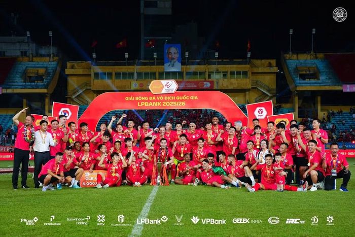 CLB Công an Hà Nội góp mặt với tư cách nhà vô địch V.League 2025/26. Ảnh: CLB Công an Hà Nội.