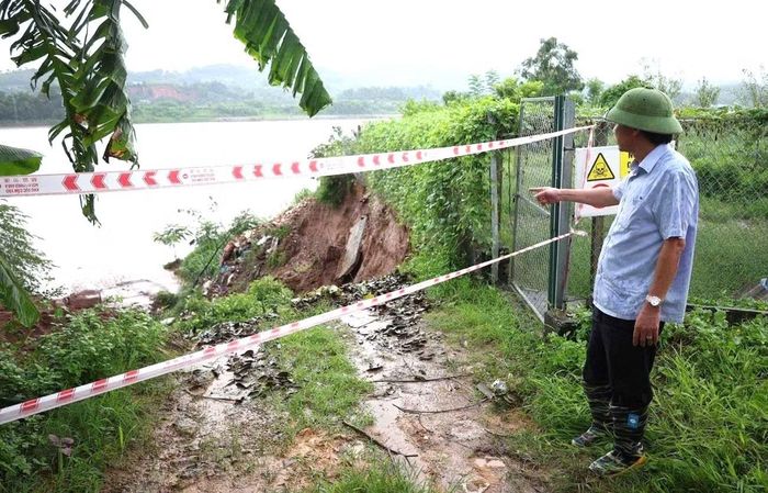 Sạt lở bờ sông ảnh hưởng đến diện tích đất sản xuất nông nghiệp của người dân.