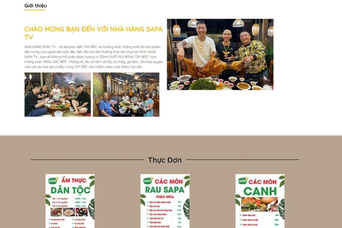Nhà hàng Sapa TV chuyên phục vụ các món ẩm thực đặc trưng của Tây Bắc. Ảnh: chụp màn hình