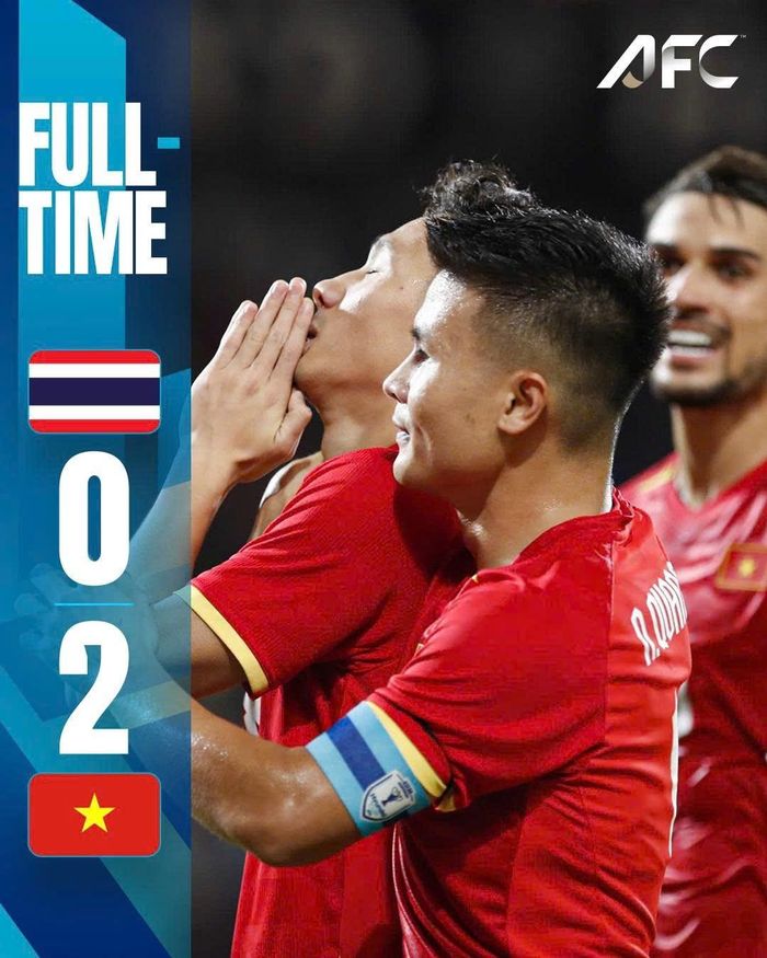 AFC đăng loạt ảnh ghi lại khoảnh khắc chiến thắng của tuyển Việt Nam trước Thái Lan - Ảnh: AFC