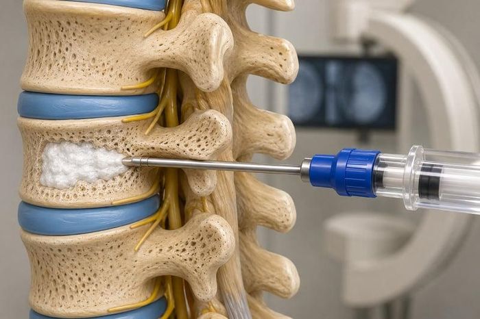 Bơm xi măng sinh học trong điều trị. Ảnh minh họa