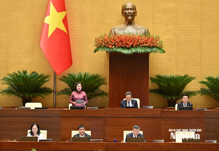 Phó Chủ tịch Quốc hội Nguyễn Thị Hồng điều hành thảo luận. Ảnh: Viết Chung