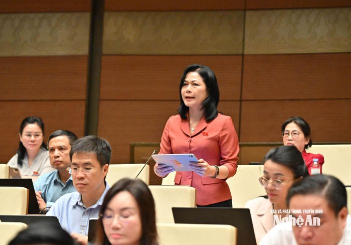 Đại biểu Vũ Thị Lan Anh - Ủy viên chuyên trách Ủy ban Công tác đại biểu của Quốc hội phát biểu thảo luận. Ảnh: Viết Chung