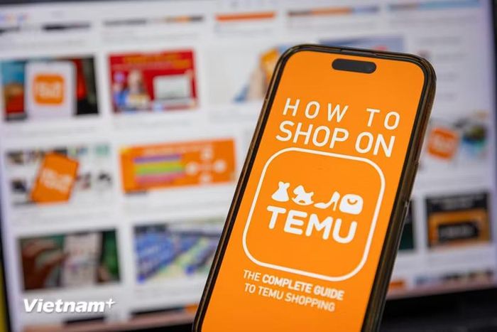 Nền tảng bán lẻ trực tuyến Temu của Trung Quốc trên điện thoại. (Ảnh: Vietnam+)