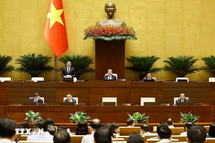 Phó Chủ tịch Quốc hội Nguyễn Hồng Diên điều hành phiên họp. (Ảnh: Doãn Tấn/TTXVN)