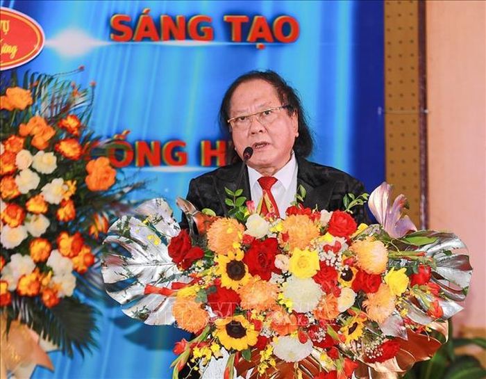 PGS.TS Đỗ Lệnh Hùng Tú, Chủ tịch Hội Điện ảnh Việt Nam khóa IX phát biểu. Ảnh: Khánh Hòa/ TTXVN