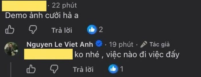 Dưới phần bình luận, nam diễn viên lên tiếng phủ nhận chuyện đi chụp ảnh cưới với bạn gái. Ảnh: CMH.