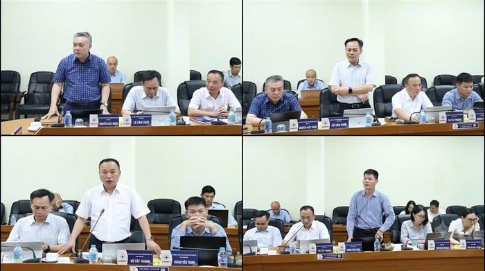 Các lãnh đạo NPMB báo cáo nêu khó khăn vướng mắc và đề xuất các giải pháp để đáp ứng tiến độ các dự án. Ảnh: Minh Hằng/BNEWS/TTXVN