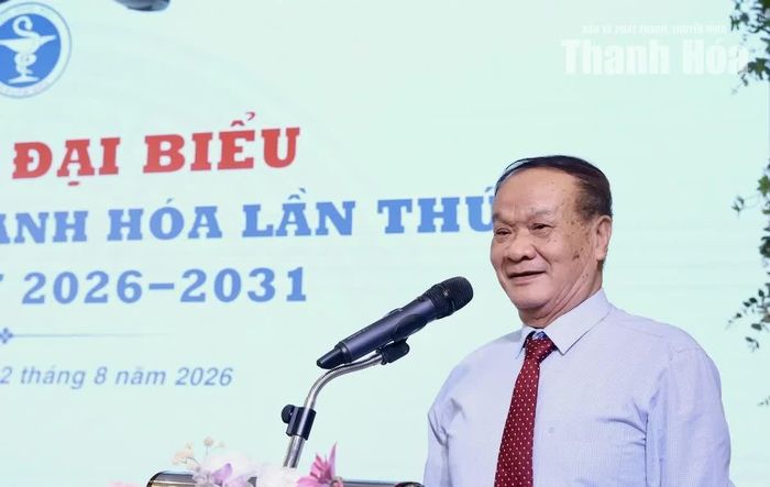 Dược sĩ Nguyễn Thế Tin, Chủ tịch Hội Dược học Việt Nam phát biểu tại đại hội.