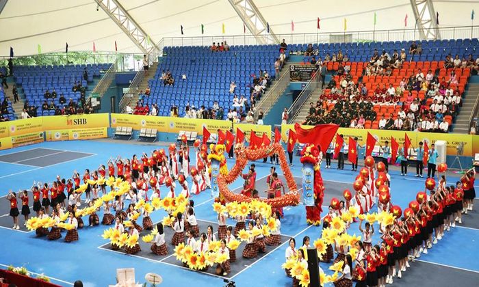  Tiết mục múa lân rồng được các vận động viên trình diễn tại lễ khai mạc. 