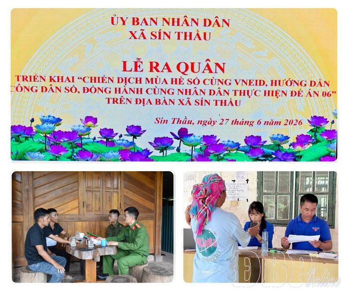 Cán bộ, đoàn viên xã Sín Thầu tuyên truyền, hướng dẫn người dân sử dụng dịch vụ công trực tuyến theo quy định.