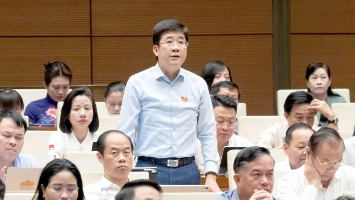 Đại biểu Nguyễn Thành Trung tham gia thảo luận tại hội trường.