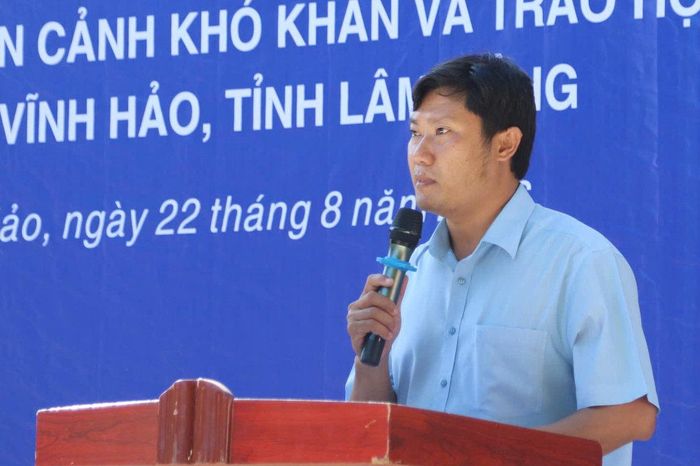 Ông Nguyễn Thanh Long, Phó Chủ tịch UBND xã Vĩnh Hảo phát biểu