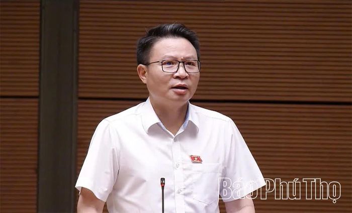 Đại biểu Quốc hội tỉnh Phú Thọ Nguyễn Minh Tuấn thảo luận ở hội trường.
