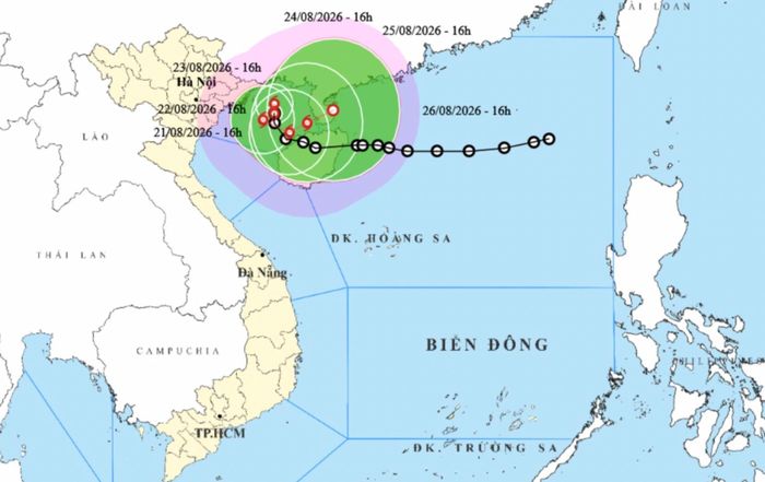 Dự báo hướng di chuyển của bão số 4 (Ảnh: NCHMF).