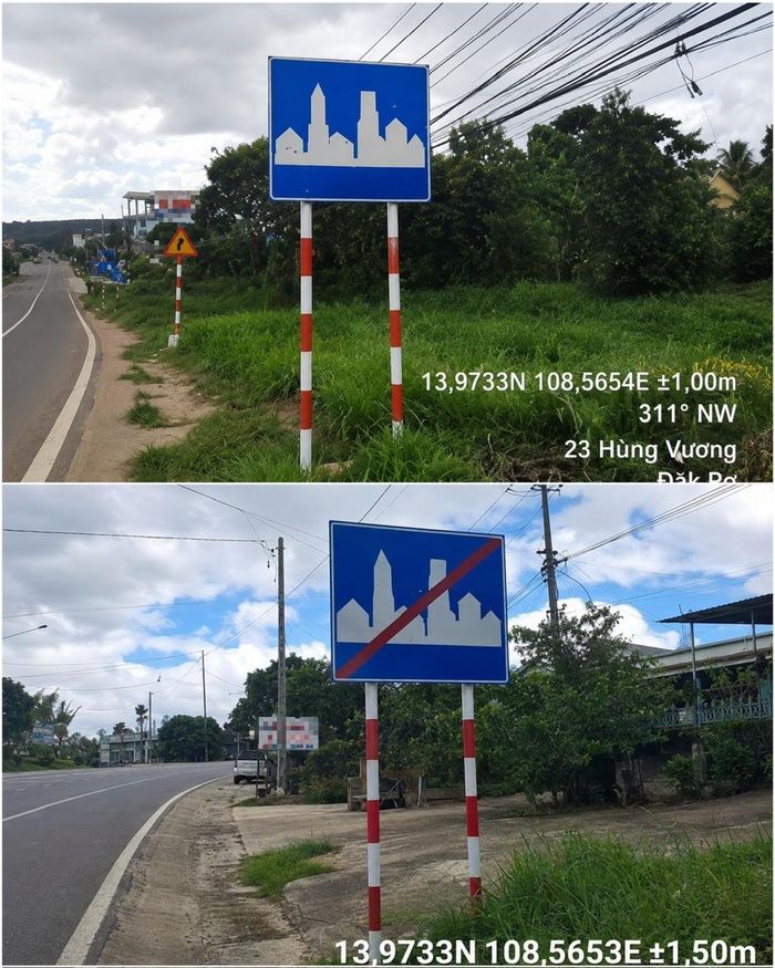 Những biển báo khu đông dân cư, hết khu đông dân cư trong khoảng cách khá ngắn.