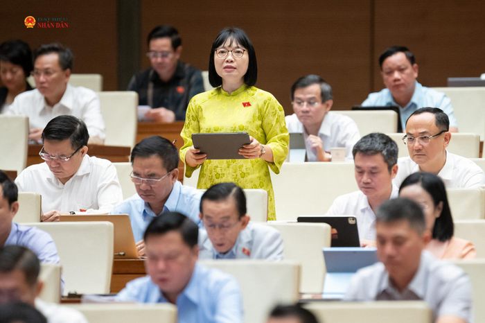 ĐBQH Nguyễn Thị Việt Nga (TP. Hải Phòng) phát biểu. Ảnh: Phạm Thắng