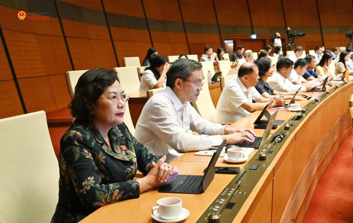 Phó Chủ tịch Quốc hội Nguyễn Thị Hồng và các đại biểu dự phiên họp tại hội trường. Ảnh: Quang Khánh