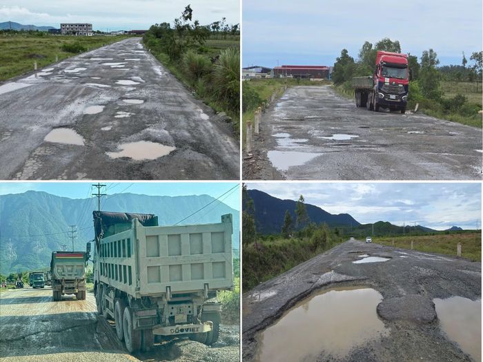 Các loại phương tiện phải vật lộn để tránh "ổ voi", "ổ gà" trên các tuyến đường.