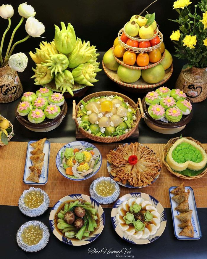 Gợi ý mâm lễ chay ngày Rằm tháng 7 âm lịch. (Ảnh: Vũ Thu Hương)