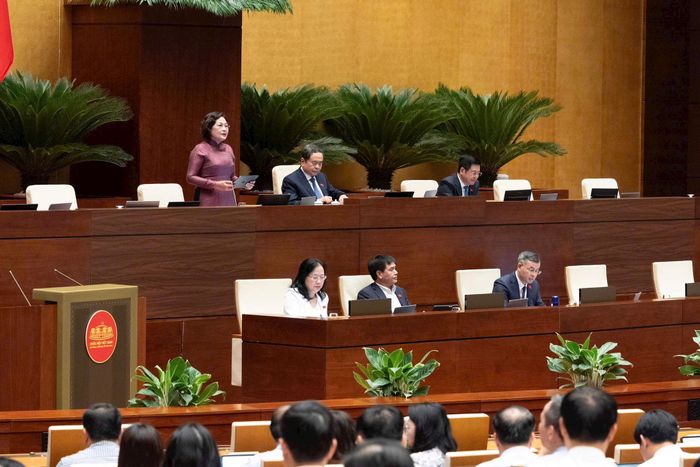 Phó Chủ tịch Quốc hội Nguyễn Thị Hồng điều hành nội dung thảo luận chiều 22-8. Ảnh: media.quochoi.vn