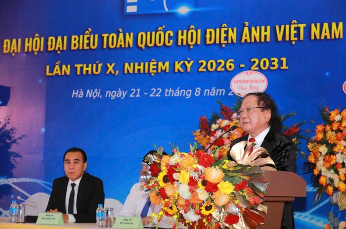 PGS.TS Đỗ Lệnh Hùng Tú, Chủ tịch Hội Điện ảnh Việt Nam phát biểu. Ảnh: Lan Nhi
