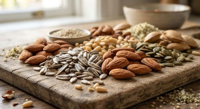 Các loại hạt chứa nhiều kẽm. Ảnh minh hoạ AI.