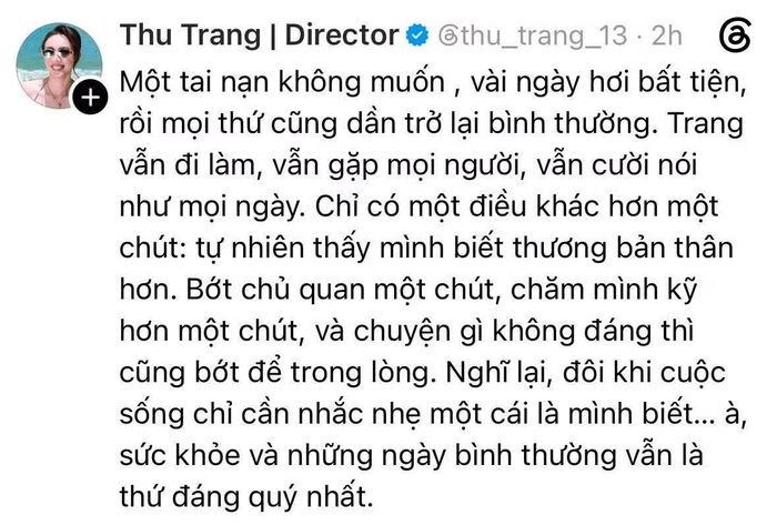 Cũng như có những chia sẻ đáng suy nghĩ về "chông gai" vừa trải qua.