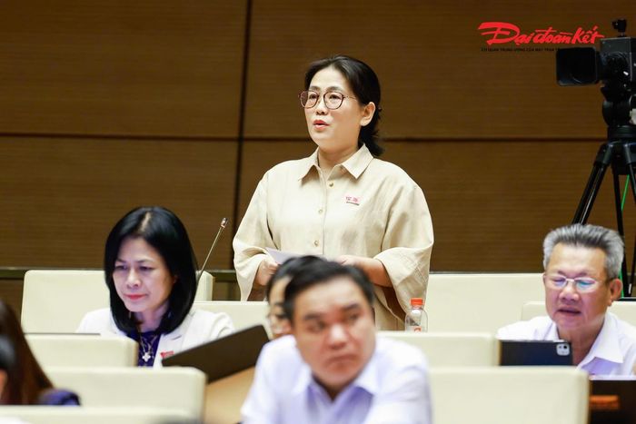 Đại biểu Phan Thị Nguyệt Thu, đoàn Nghệ An phát biểu