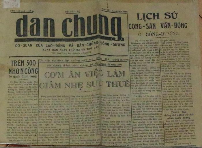  Tờ Dân Chúng, nơi bà Nguyễn Thị Minh Khai thường có bài viết với bút danh Kim Anh. Ảnh: Bảo tàng Xô viết Nghệ Tĩnh. 