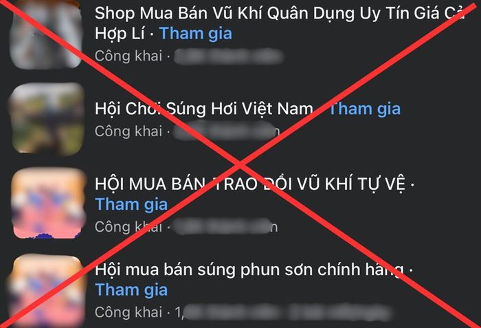 Chỉ cần tìm kiếm bằng từ khóa sẽ cho ra nhiều kết quả, hội nhóm mua bán vũ khí trên mạng xã hội