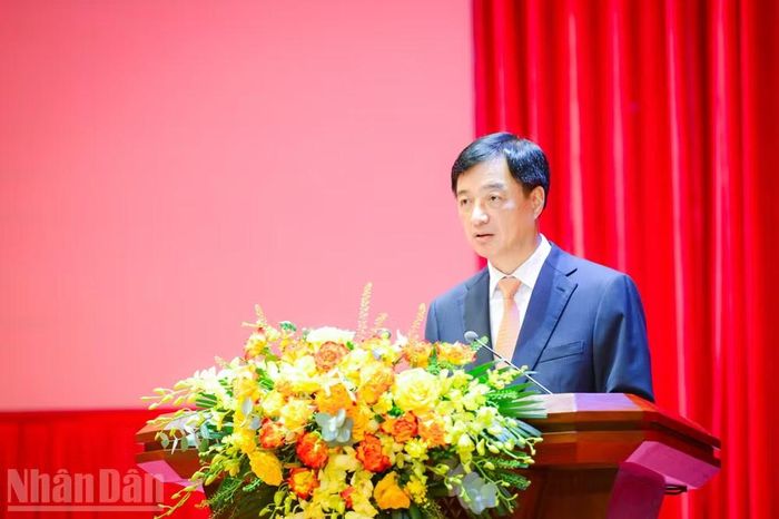Đồng chí Nguyễn Duy Ngọc phát biểu chỉ đạo tại buổi lễ. (Ảnh: BẢO LONG)