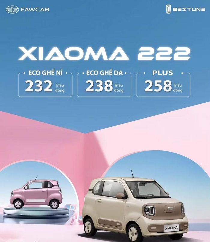 Bảng giá Xiaoma 222 được công bố trên fanpage chính thức của Bestune Việt Nam - Ảnh chụp màn hình