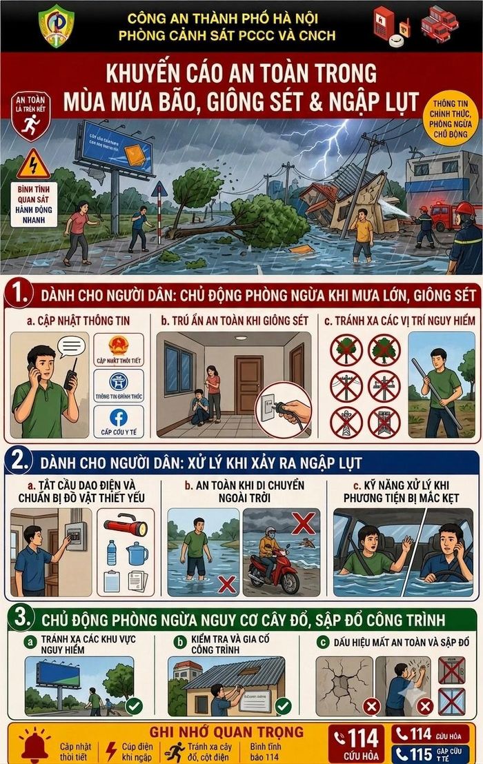 Khuyến cáo an toàn trong mùa mưa bão, giông sét và ngập lụt