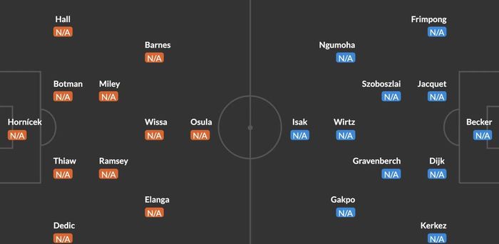 Đội hình dự kiến Newcastle vs Liverpool.